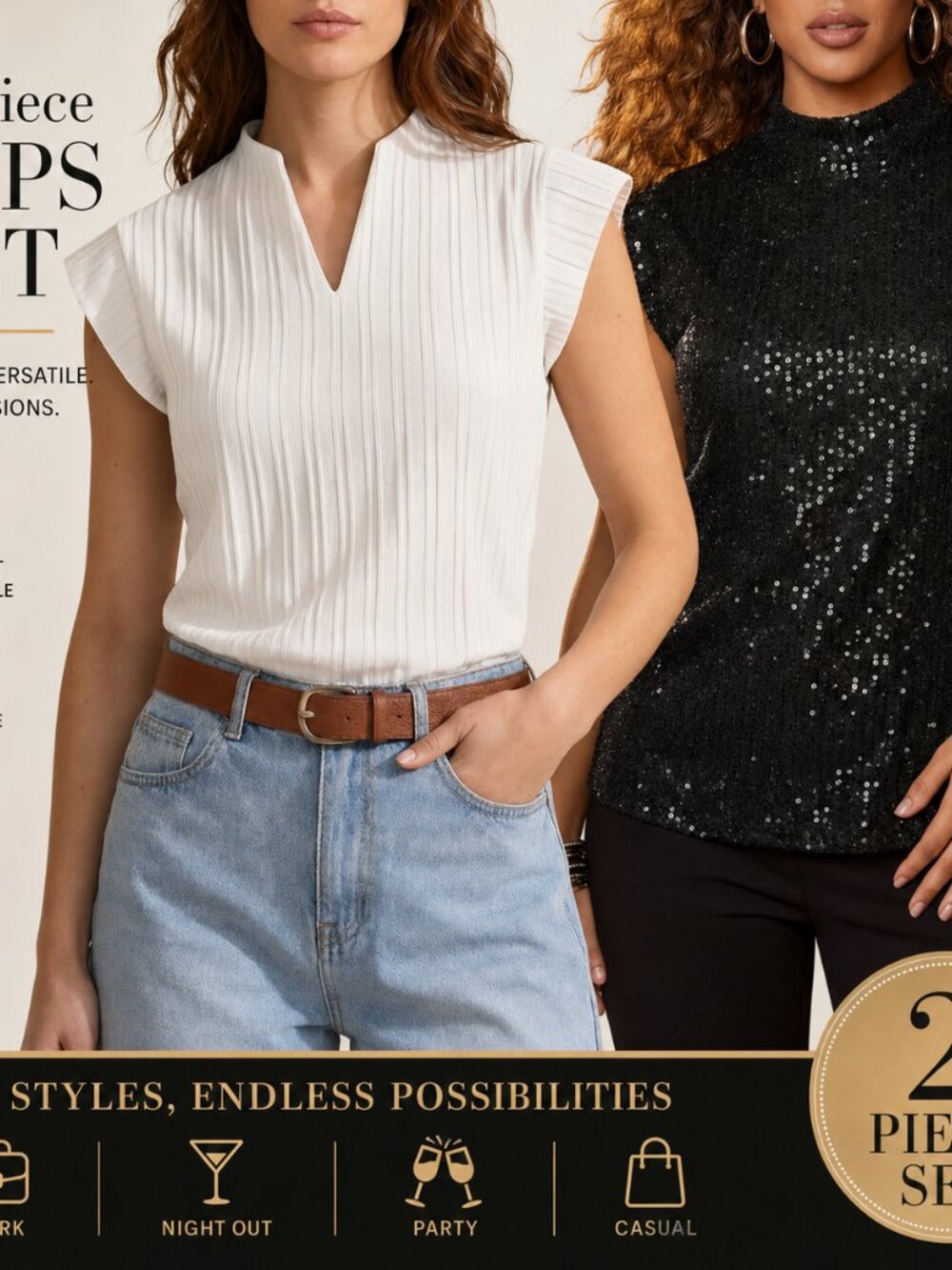 NWT Women, Dressy Casual Blouse, Outfit for Party, Concert & Date Night Summer-S